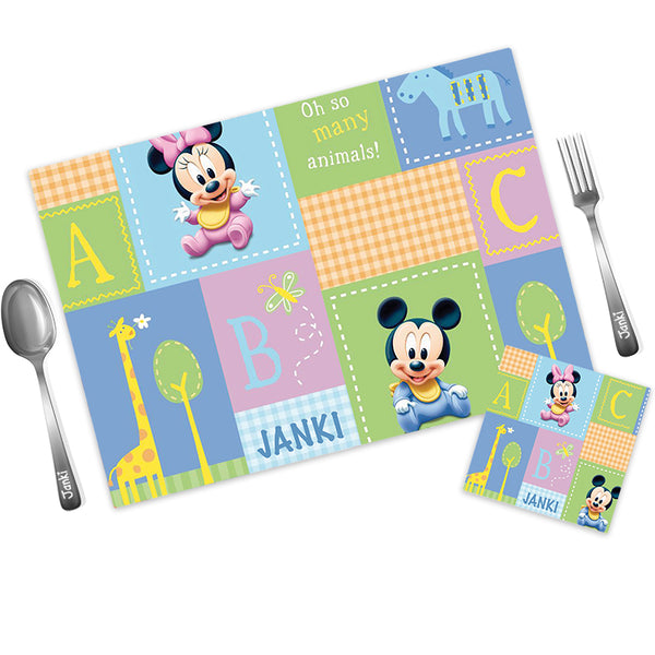 Mickey Minnie Personalized Kids Mat Coaster Set