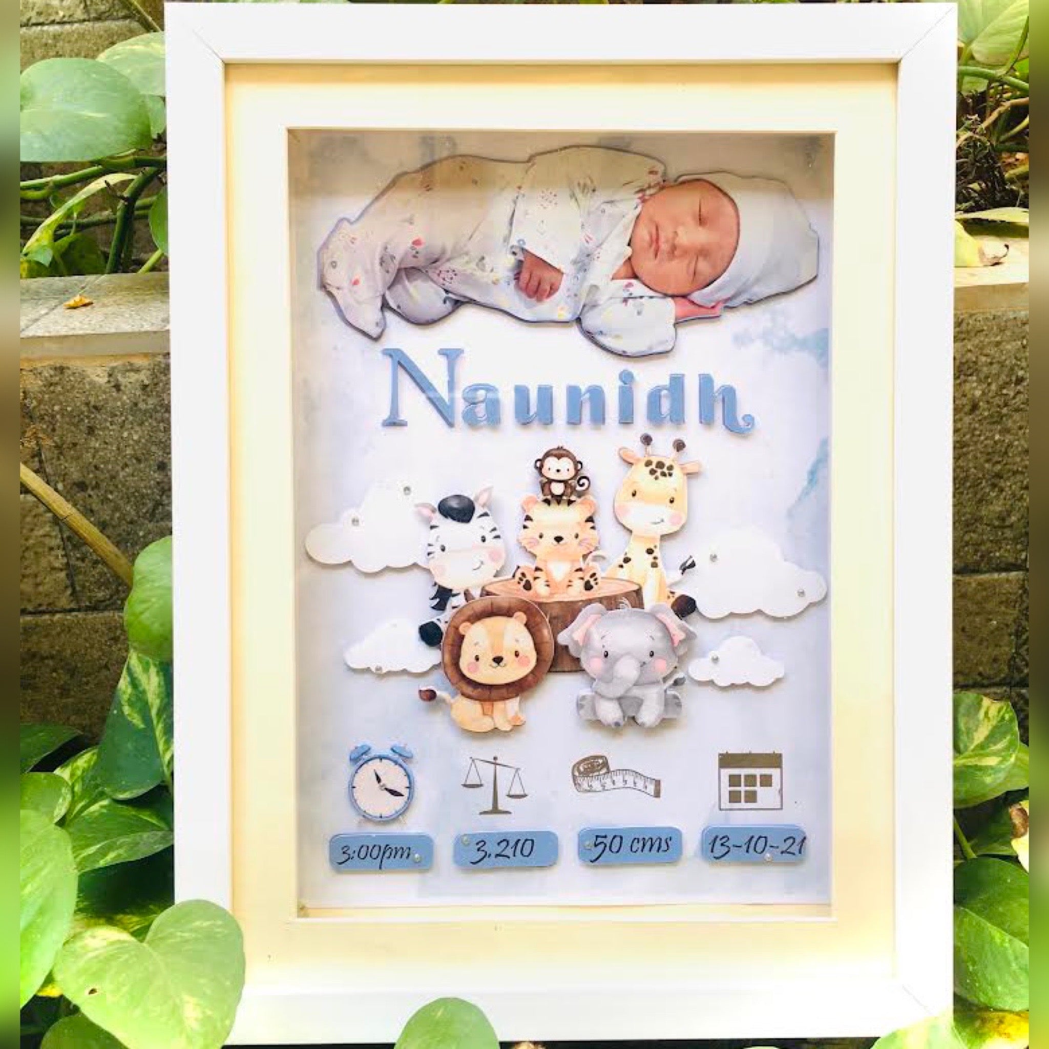 Birth Details Custom Photo Frame-Animal