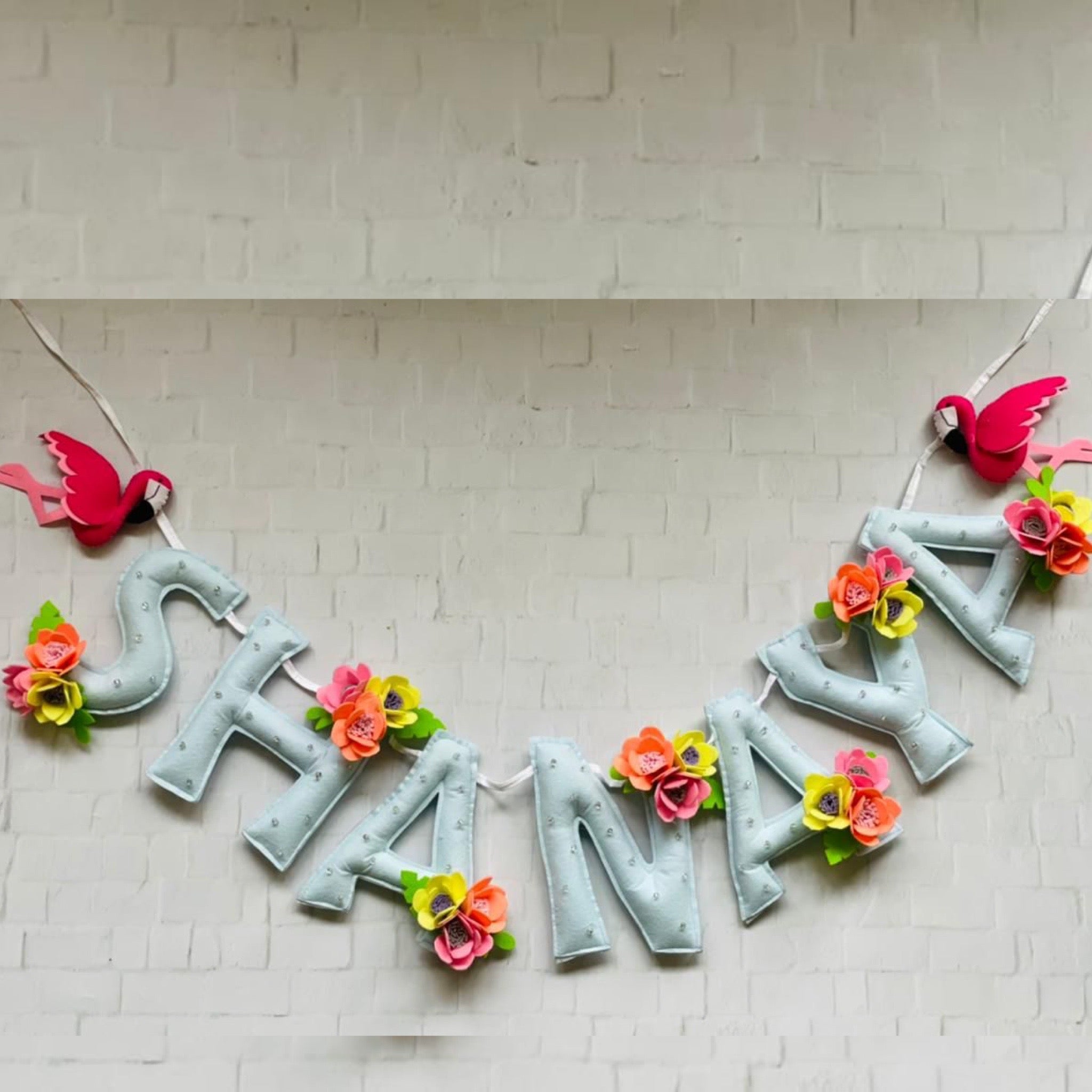 Flowery Customized Name Plate Wall Hanging