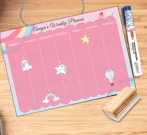 Customized Pink Kids Weekly Planner