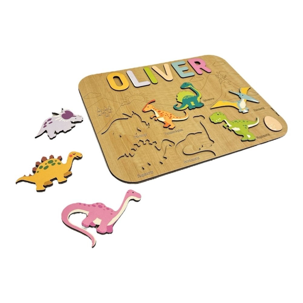 Personalised Wooden Name Puzzle- Dinosaurs