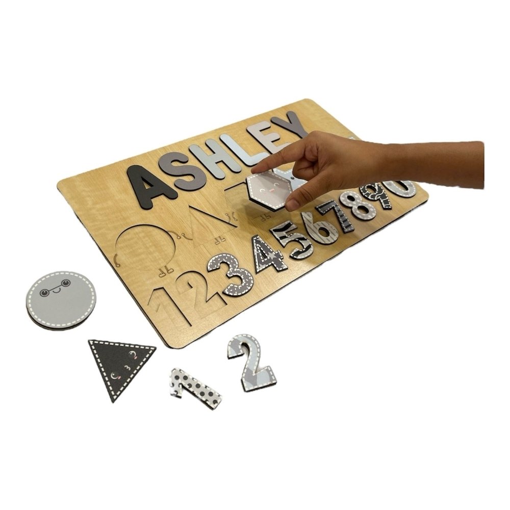 Personalised Wooden Name Puzzle- Shapes & Numbers