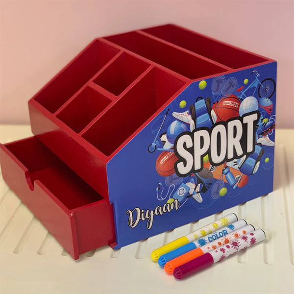 Stationery Stand With Drawer - Sports