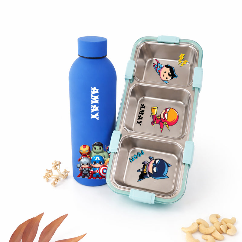 Superhero Blue Kids Tiffin Box