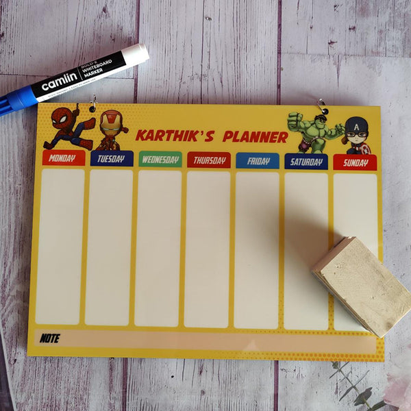 Customized Superheroes Kids Weekly Planner