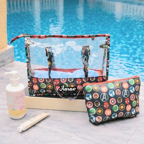 Superhero Personalized Swim Bag With Pouch