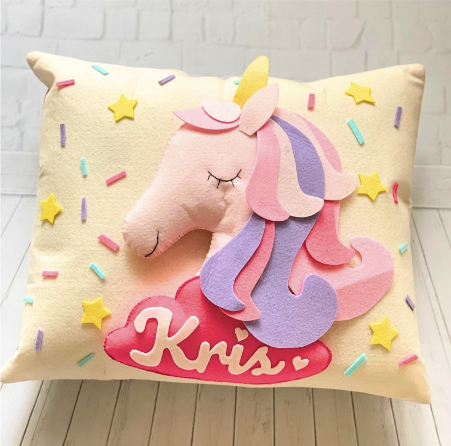 Customized 3D Felt Pillow For Kids-Unicorn