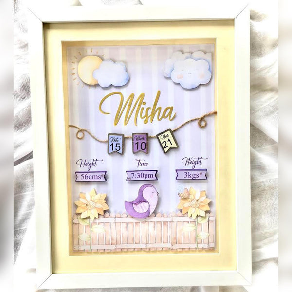 Birth Details Custom Photo Frame-Lil Birdie