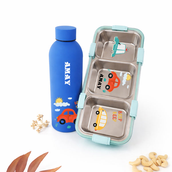 Vehicles Blue Kids Tiffin Box