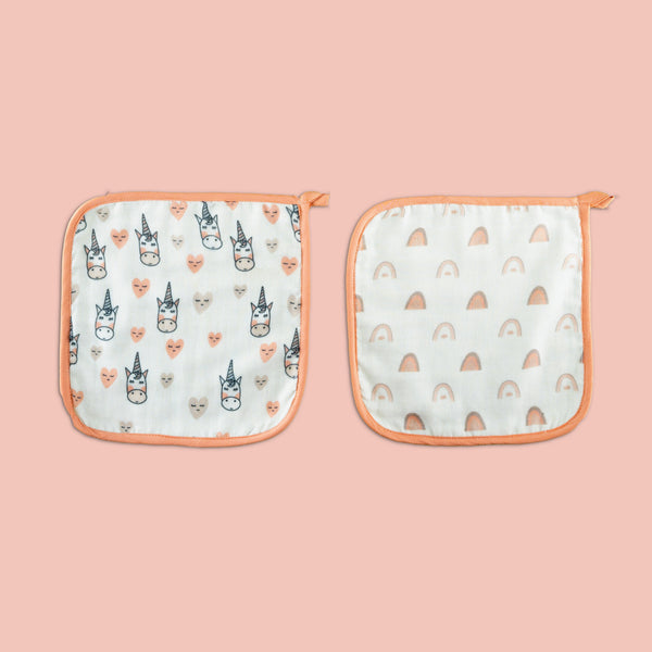 Unicorn Dreams Organic Wash/Burp Cloth -2 Pcs