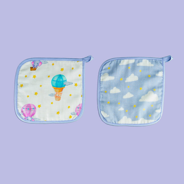 Sky High Organic Wash/Burp Cloth -2 Pcs