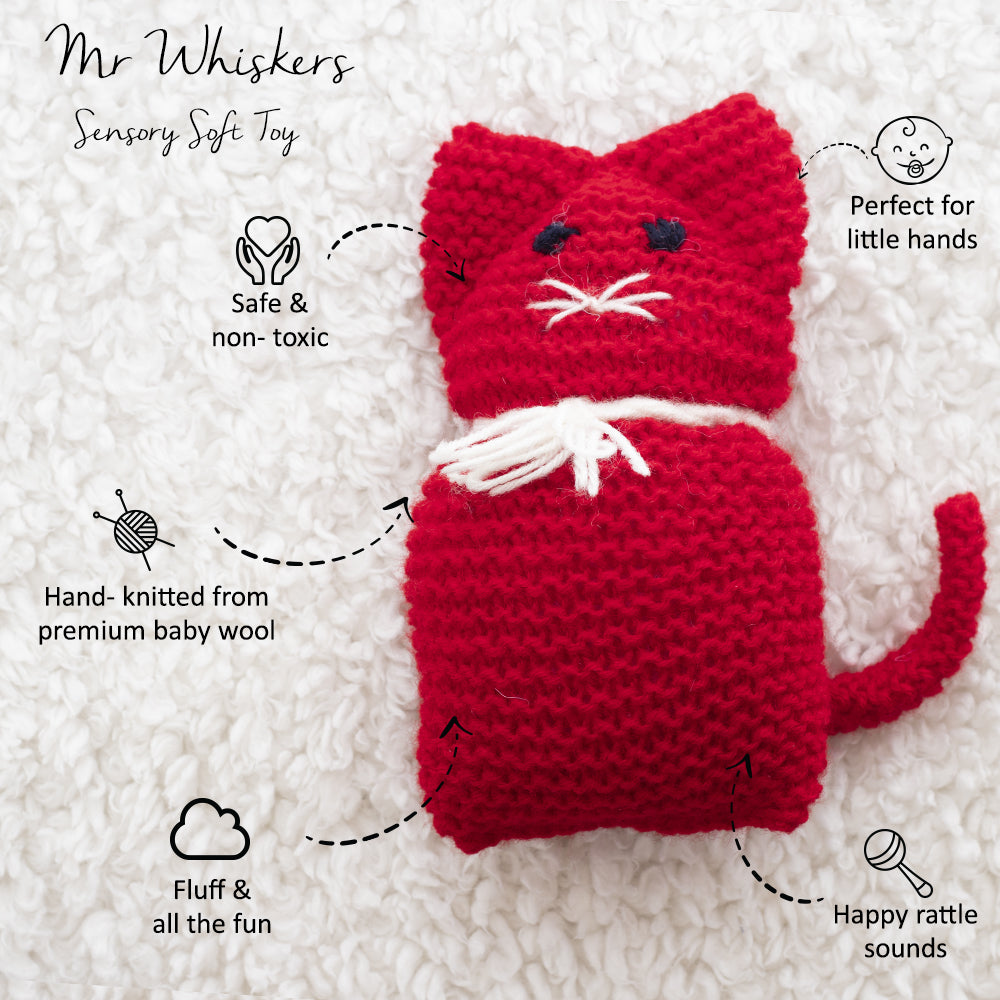 Mr. Whiskers Sensory Soft Rattle