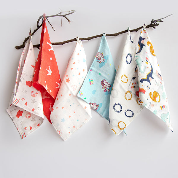 Unicorn & Dinos Organic Muslin Napkins-6 Pcs