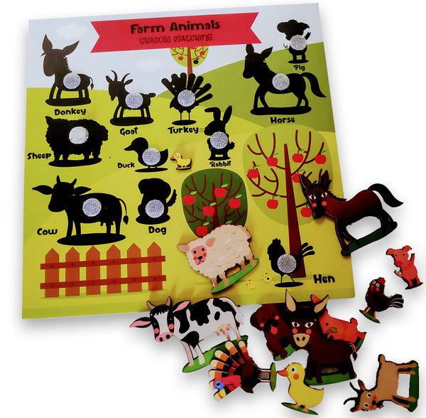 Farm Animal Shadow Matching Educational Activity