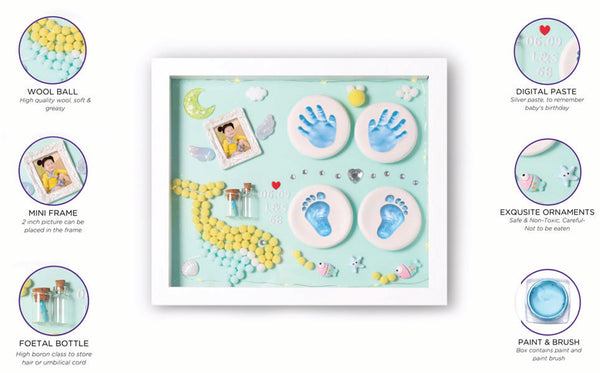 Newborn Hand and Foot Casting Photo Frame-Blue