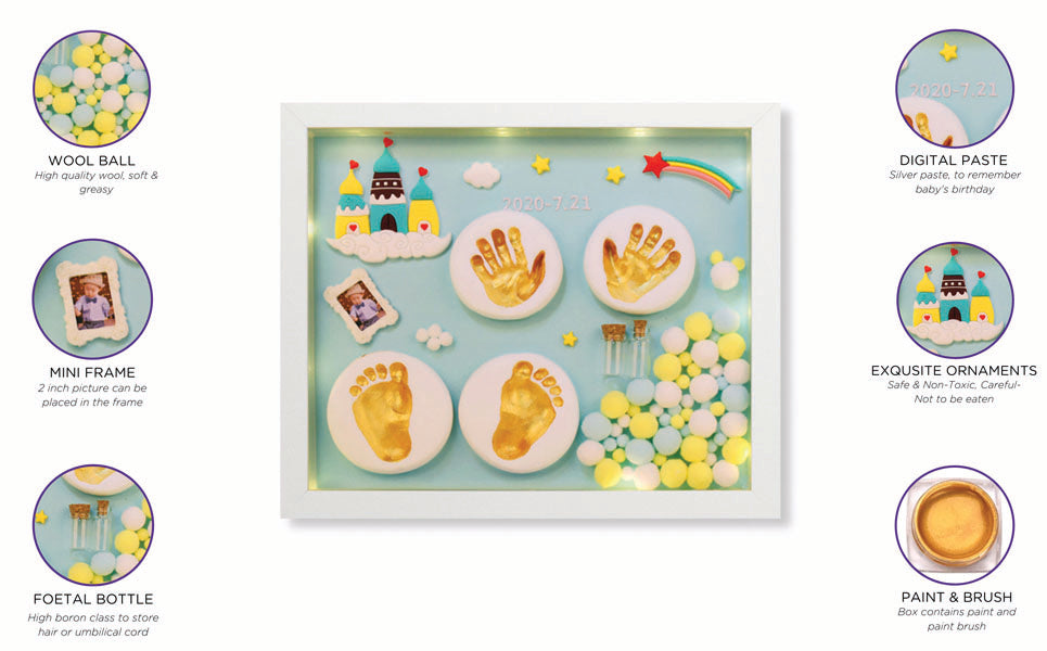 Newborn Hand and Foot Casting Photo Frame-Castle with additional things