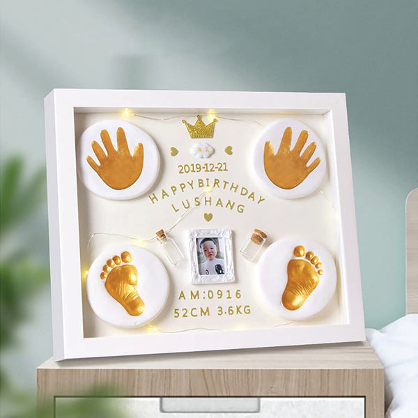 Newborn Hand and Foot Casting Photo Frame-Golden