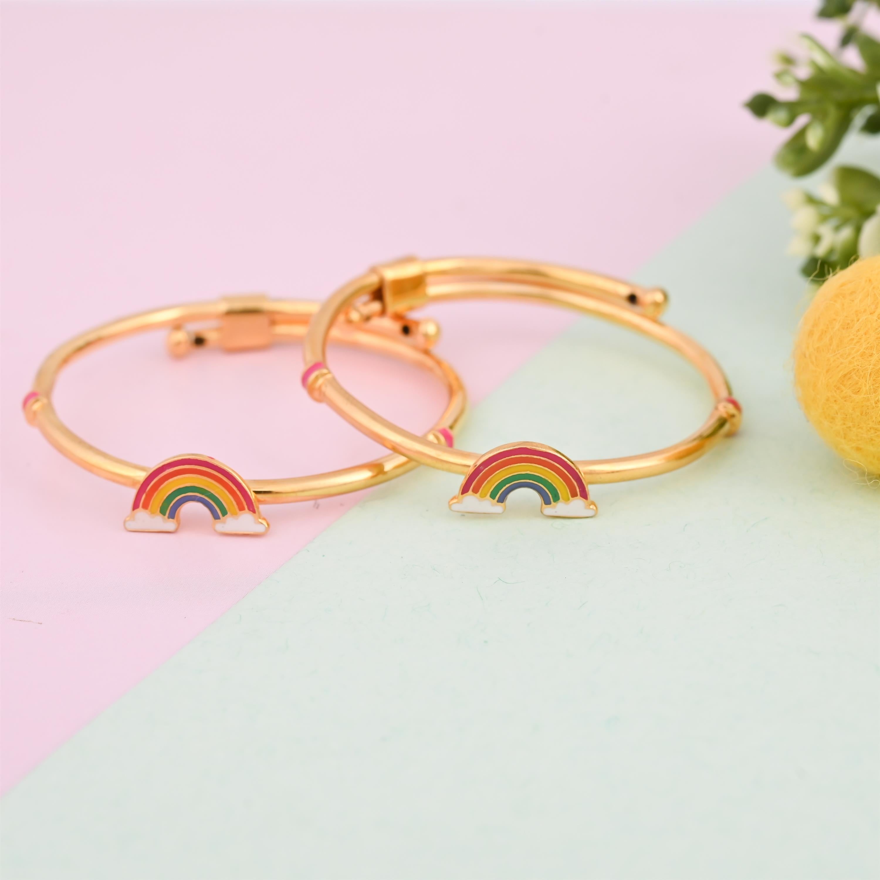 Rainbow Silver Bangles Jewellery for kids & Newborns