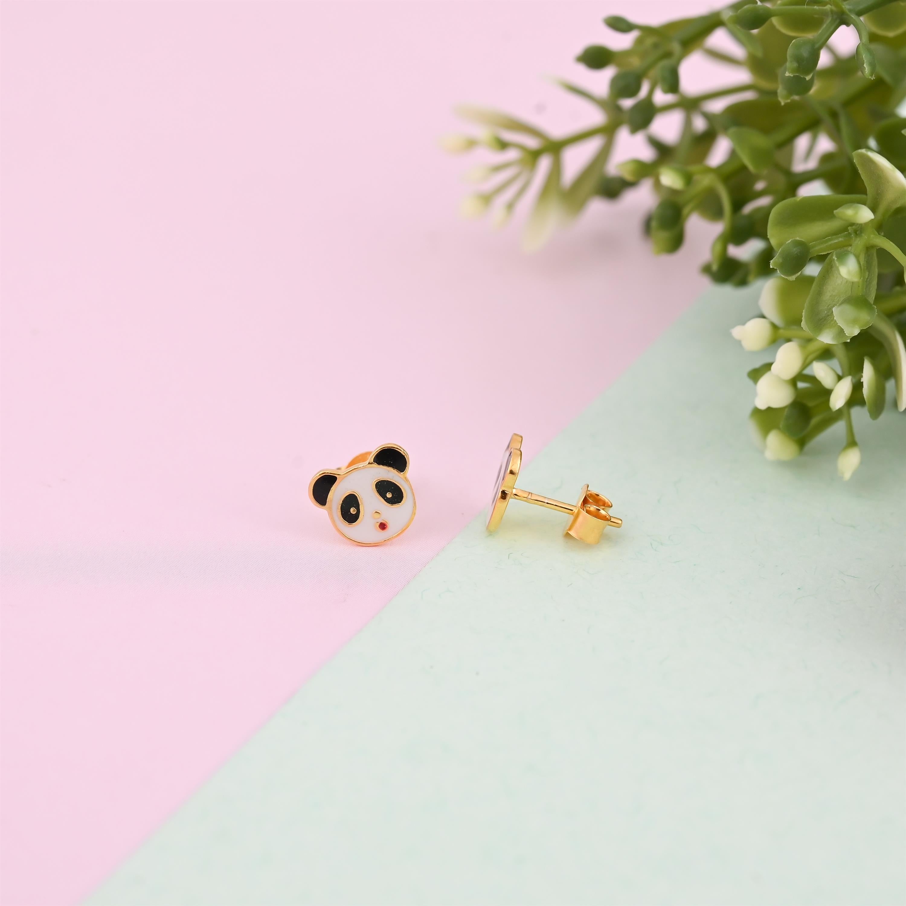 Lil Panda Silver Earrings