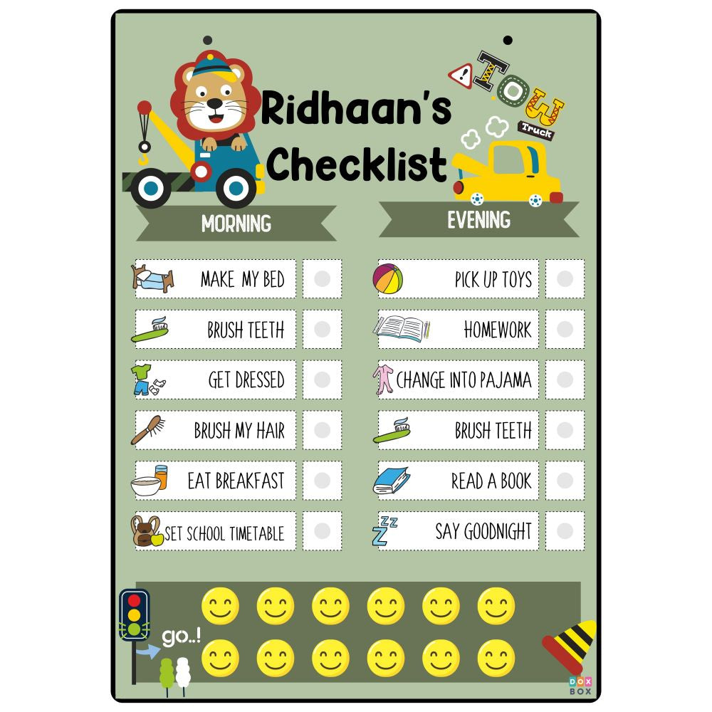 Customized Truck Daily Responsibility Chart For Kids