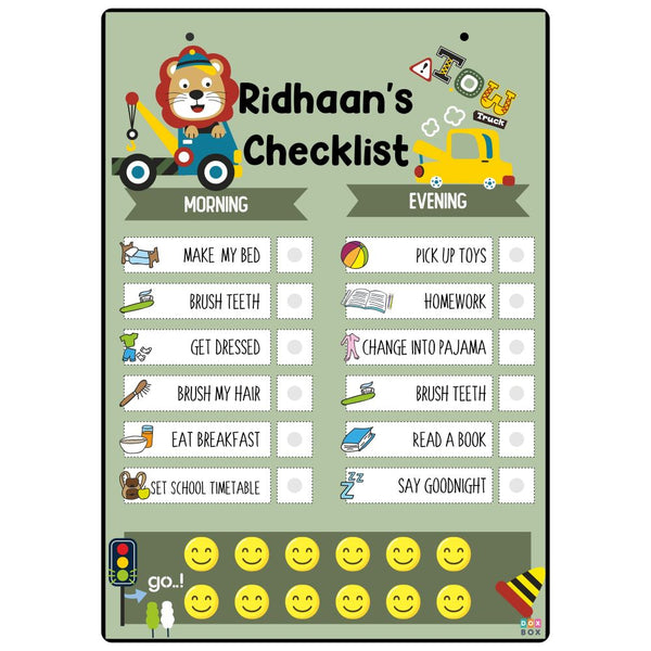 Customized Truck Daily Responsibility Chart For Kids