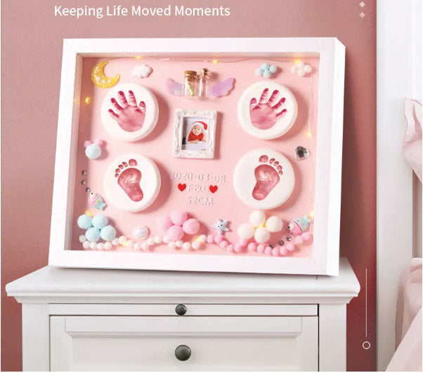 Newborn Hand and Foot Casting Photo Frame-Pink