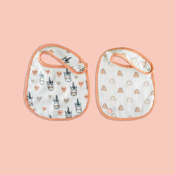 Unicorn Dreams Organic Cotton Bibs -2 Pcs