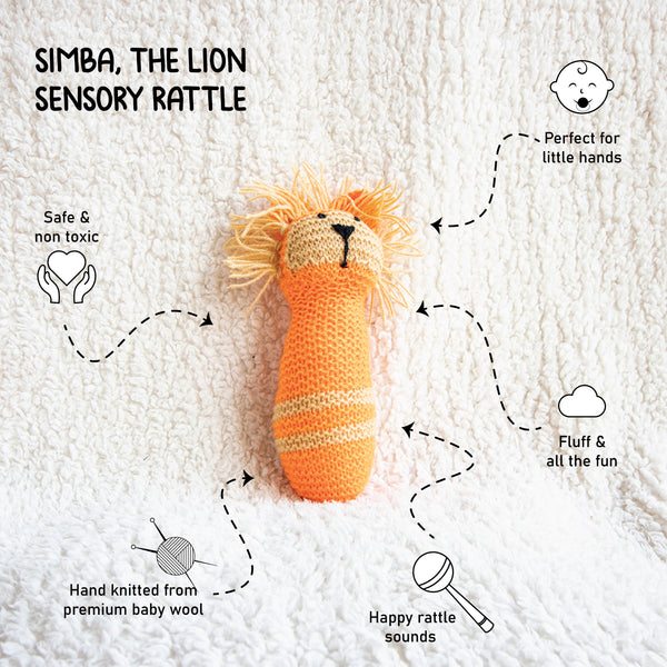 Simba Lion Sensory Soft Rattle