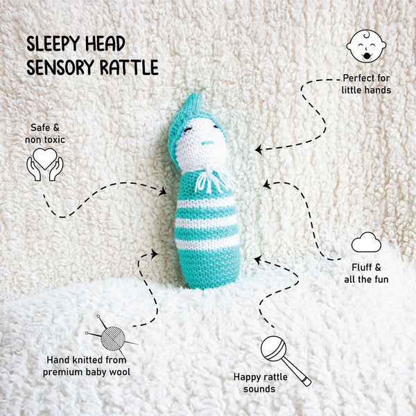 Sleepy Head Sensory Soft Rattle